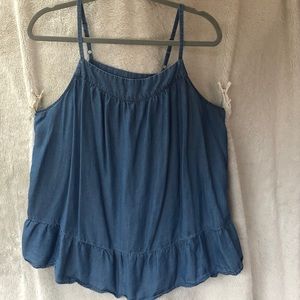 Sleeveless denim peplum top